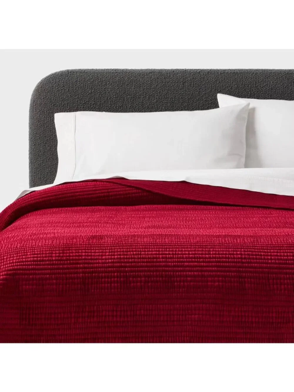 Queen Size Ruched Velvet Quilt Threshold Deep Red Color 88